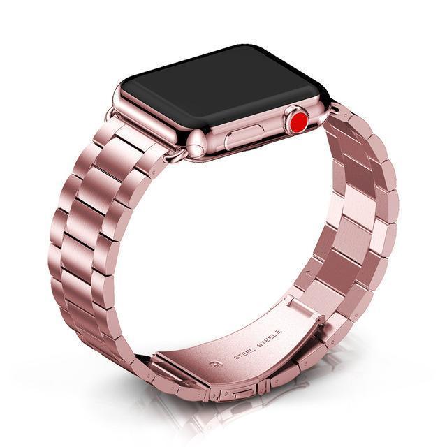 Apple Pink / 38mm / 40mm Apple Watch Series 5 4 3 2 Band, Matte flat link sport strand Stainless Steel Strap 44mm, 40mm, 42mm, 38mm Metal Links Bracelet Smart Watch