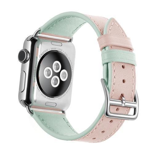 Sport Band Rose Gold Apple Watch With Green Band Pink Apple