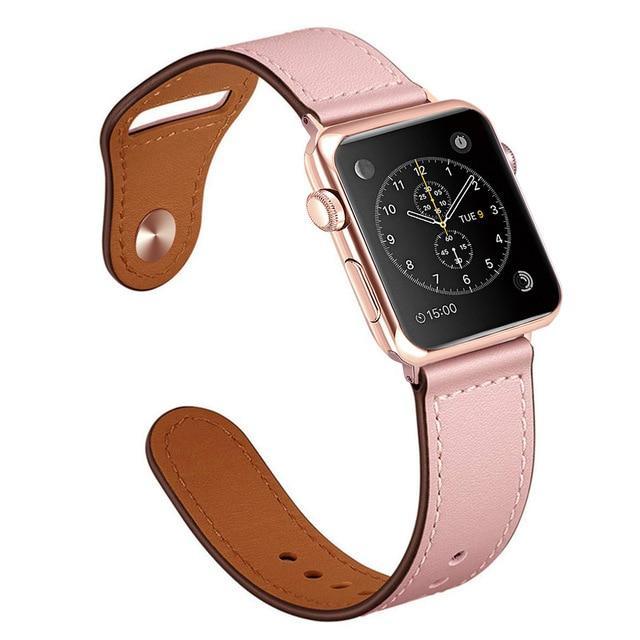 Apple pink / 38mm Faux Leather Strap for pulseira apple watch band 42mm 38mm 40mm 44mm sports high-quality correa for apple iWatch bracelet 4 3/2 belt