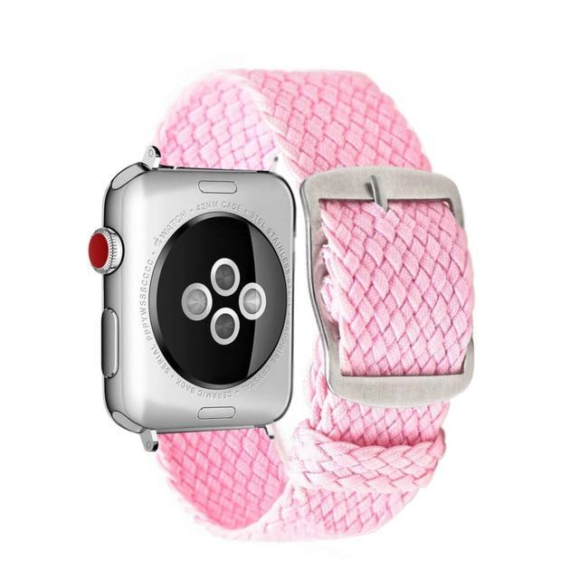 Apple Pink / 44mm Apple Watch Series 5 4 3 2 Band, Soft Breathable Nylon Polyester Watch, Sport Bracelet Strap for iWatch 38mm, 40mm, 42mm, 44mm