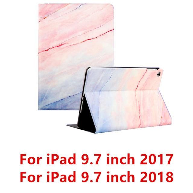 Apple Pink 9.7 2017 For iPad 9.7 2017 2018 Case A1893 Silicone Soft Back Marble PU Leather Smart Cover for iPad Air 2 1 Pro 10.5 Mini 1 2 3 4 Funda