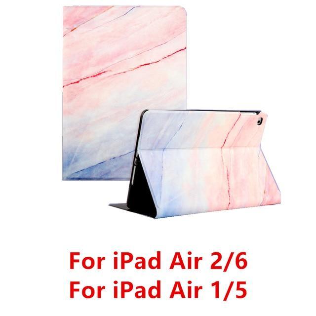 Apple Pink Air 1 For iPad 9.7 2017 2018 Case A1893 Silicone Soft Back Marble PU Leather Smart Cover for iPad Air 2 1 Pro 10.5 Mini 1 2 3 4 Funda