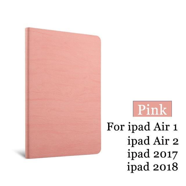 Apple Pink For iPad Air 2 Air 1 Case New iPad 2017 2018 9.7 inch Simplicity PU Leather Smart Cover Folio Case Auto Wake Cover Case