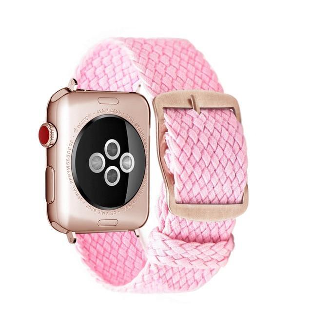 Apple Pink Rose / 44mm Apple Watch Series 5 4 3 2 Band, Soft Breathable Nylon Polyester Watch, Sport Bracelet Strap for iWatch 38mm, 40mm, 42mm, 44mm