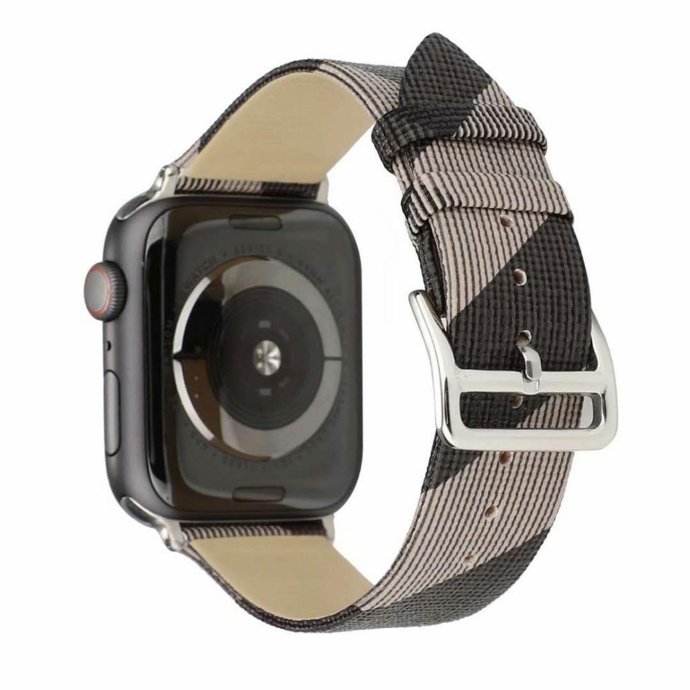 Plaid Checkered Pattern Leather Bracelet Strap For Apple Watch band Series 7 6 5 4 3  Women/Men Watches Wristband For iWatch 38/40/41mm 42/44/45mm