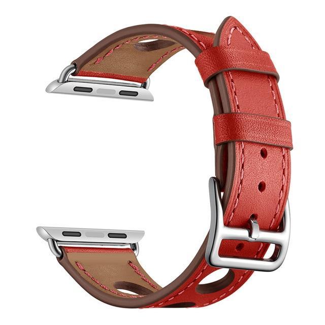 Apple Red / 38mm Apple Watch band single leather tour 42mm 38mm 44mm 40mm iwatch series 4/3/2/1 belt replacement clock bracelet wrist, USA Fast Shipping