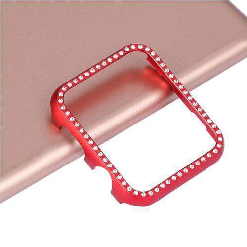 Apple red / 38mm series 3 2 Diamond case For Apple watch band 42mm/44mm strap iwatch 4/3/2 40mm/38mm Aluminum alloy Crystal protective cover bezel shell - USA Fast Shipping