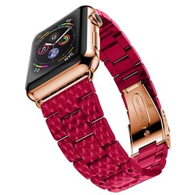 Apple Red / 38mm Strap For Apple Watch band 4/3 42mm 38mm iwatch band apple watch 4 44mm 40mm faux resin ceramic Link bracelet belt watch Accessories - USA Fast Shipping