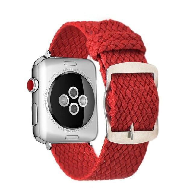 Apple Red / 44mm Apple Watch Series 5 4 3 2 Band, Soft Breathable Nylon Polyester Watch, Sport Bracelet Strap for iWatch 38mm, 40mm, 42mm, 44mm