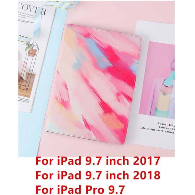 Apple Red 9.7 2018 For iPad 9.7 2017 2018 Case A1893 Silicone Soft Back Marble PU Leather Smart Cover for iPad Air 2 1 Pro 10.5 Mini 1 2 3 4 Funda