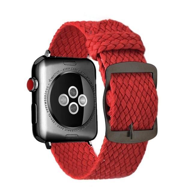 Apple Red Black / 44mm Apple Watch Series 5 4 3 2 Band, Soft Breathable Nylon Polyester Watch, Sport Bracelet Strap for iWatch 38mm, 40mm, 42mm, 44mm