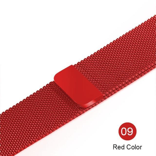 Apple red / For 38MM and 40MM milanese loop for apple watch Series 1 2 3 4 5 band for iwatch stainless steel strap Magnetic buckle 38mm 40mm 42mm44mm Bracelet