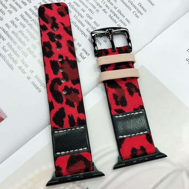 Apple Red / for 38mm Luxury Leopard Print Leather Watch Strap for Apple Watch Series 4 3 2 1 Band Men/Women Bracelet 38mm 42mm 40mm 44mm