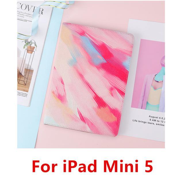 Apple Red Mini 5 For iPad 9.7 2017 2018 Case A1893 Silicone Soft Back Marble PU Leather Smart Cover for iPad Air 2 1 Pro 10.5 Mini 1 2 3 4 Funda