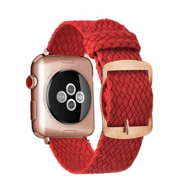 Apple Red Rose / 44mm Apple Watch Series 5 4 3 2 Band, Soft Breathable Nylon Polyester Watch, Sport Bracelet Strap for iWatch 38mm, 40mm, 42mm, 44mm