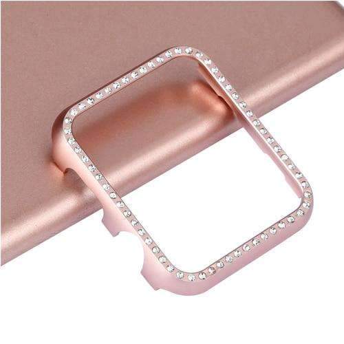 Apple rose / 38mm series 3 2 Diamond case For Apple watch band 42mm/44mm strap iwatch 4/3/2 40mm/38mm Aluminum alloy Crystal protective cover bezel shell - USA Fast Shipping