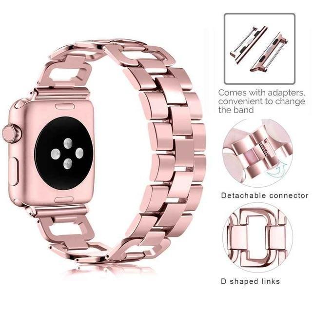 Apple Rose / For 38mm and 40mm Apple Watch Series 5 4 3 2 Band, Upgarded Strap Metal Replacement Wristband Sport Strap for Nike+ 38mm, 40mm, 42mm, 44mm