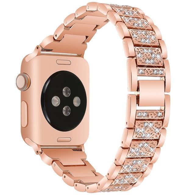 Apple rose gold / 38mm/40mm Apple Watch bling band, women Diamond rhinestone stainless steel strap bracelet, iWatch series 5 4 3 , 40mm 44mm 38mm 42mm