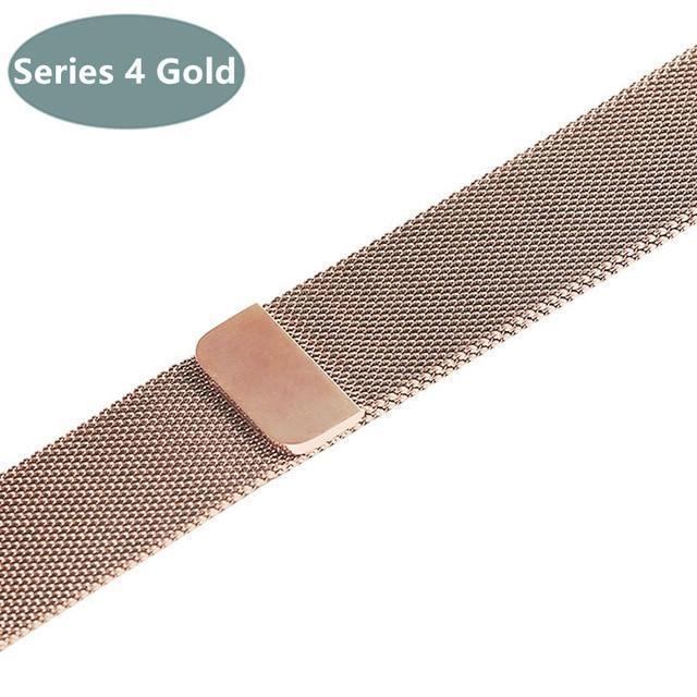 Apple Gold / 38mm / 40mm Apple Watch Series 6 5 4 Band, Steel Magnetic Milanese Loop Watchbands
