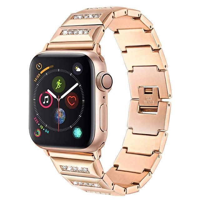 Apple Rose Gold / 38mm Apple Watch Band, Series 5 4 3 crystal line bling Stainless Steel Strap, iced out Link Bracelet, Women Diamond iWatch 38mm, 40mm, 42mm, 44mm