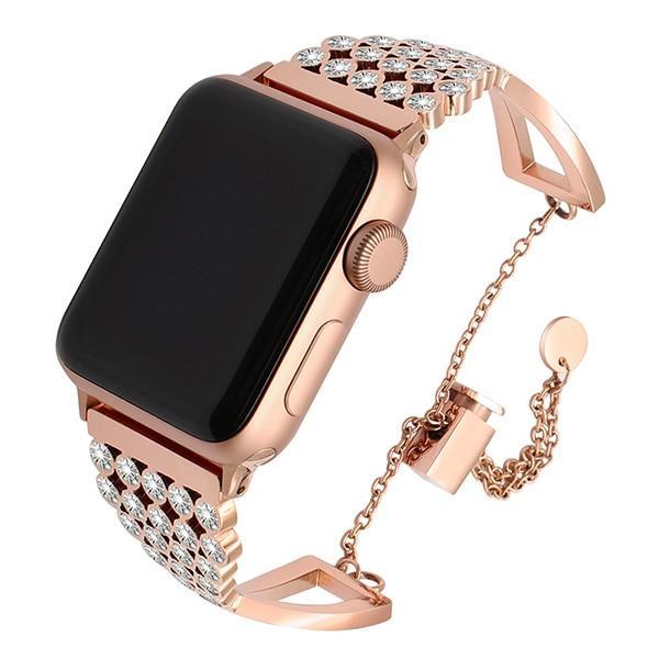 Apple Rose Gold / 38mm Apple Watch Series 5 4 3 2 Band, Diamond Watchband Stainless Steel Band Women Strap Jewelry Bracelet for iWatch 38mm, 40mm, 42mm, 44mm