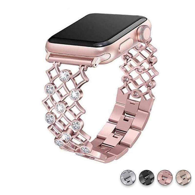 Apple Rose Gold / 38mm Apple Watch Series 5 4 3 2 Band, Stainless Steel, Diamond crystal Bling iWatch Strap fits 38mm, 40mm, 42mm, 44mm