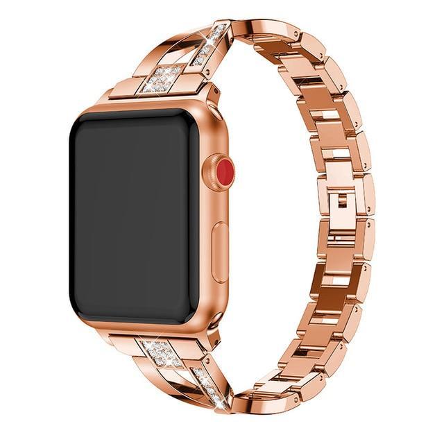 Apple rose gold / 38mm or 40mm For Apple Watch band 40mm 44mm 38mm 42mm women Diamond Band for iWatch series 4 3 2 1  bracelet stainless steel strap Wristband
