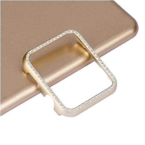 Apple rose gold / 38mm series 3 2 Diamond case For Apple watch band 42mm/44mm strap iwatch 4/3/2 40mm/38mm Aluminum alloy Crystal protective cover bezel shell - USA Fast Shipping
