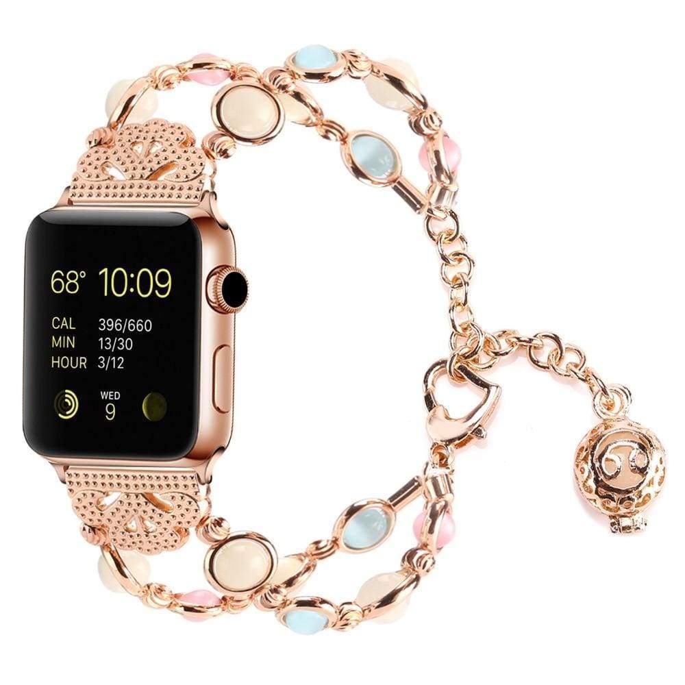 Apple Rose Gold / 42mm / 44mm Apple Watch Series 5 4 3 2 Band, Beaded Luminous Glow in dark 38mm, 40mm, 42mm, 44mm - US Fast shipping