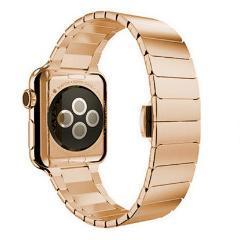 Apple Rose Gold / 42mm / 44mm Apple Watch Band 6 5 4 Luxury Steel Minimal Band with Butterfly Buckle