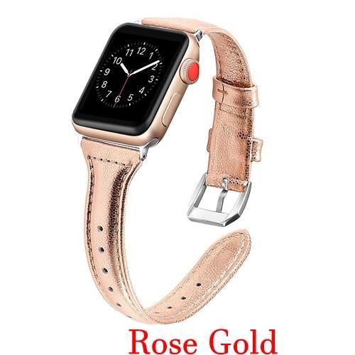 Apple Rose gold / 42mm 44mm AW Pulseira strap For apple watch band iwatch 4 3 42mm 38mm 44mm 40mm correa for apple watch band leather Bracelet Accessories, USA Fast Shipping