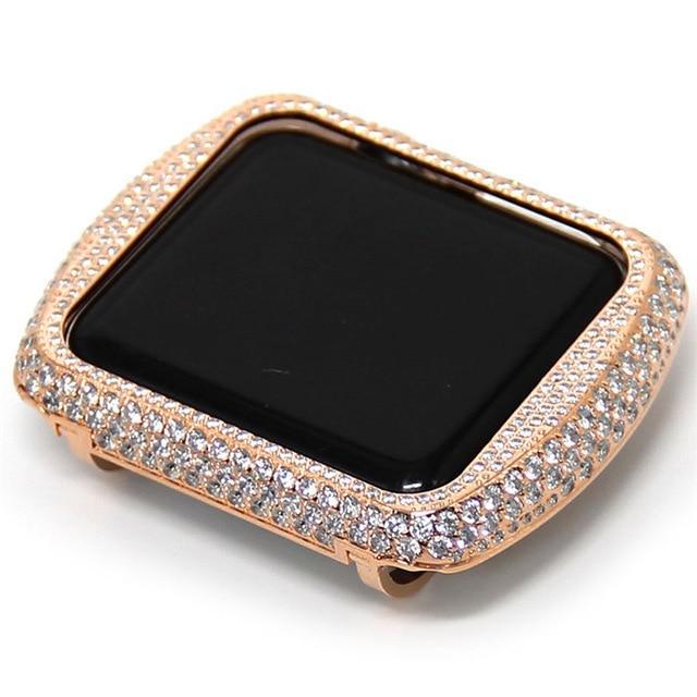 Apple Rose Gold / 42mm Luxury Jewelry Class Case For Apple Watch Protector Case Crystal Diamonds Frame Watch Cover For Apple iWatch Series 1 2 3 Shell