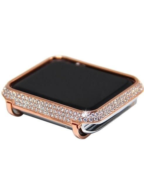 Apple rose-gold case only / 38mm Luxury Diamond Case matching strap Stainless Steel strap For Apple Watch Series 4 3 2 1 bands cover iWatch 38mm 42mm 40mm 44mm bracelet women