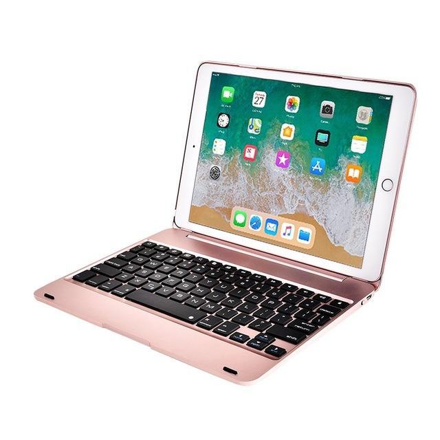 Apple Rose Gold Folding Laptop Design Wireless Bluetooth Keyboard Cover for Apple iPad 9.7 2017 2018 5th 6th Generation Air 1 2 5 6 Pro 9.7 Case