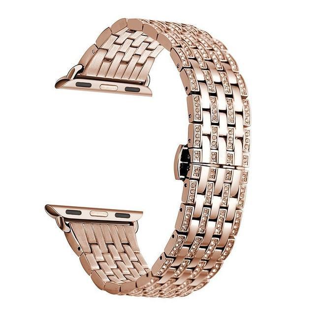 Apple rose-gold1 / 38mm Luxury Diamond Case matching strap Stainless Steel strap For Apple Watch Series 4 3 2 1 bands cover iWatch 38mm 42mm 40mm 44mm bracelet women
