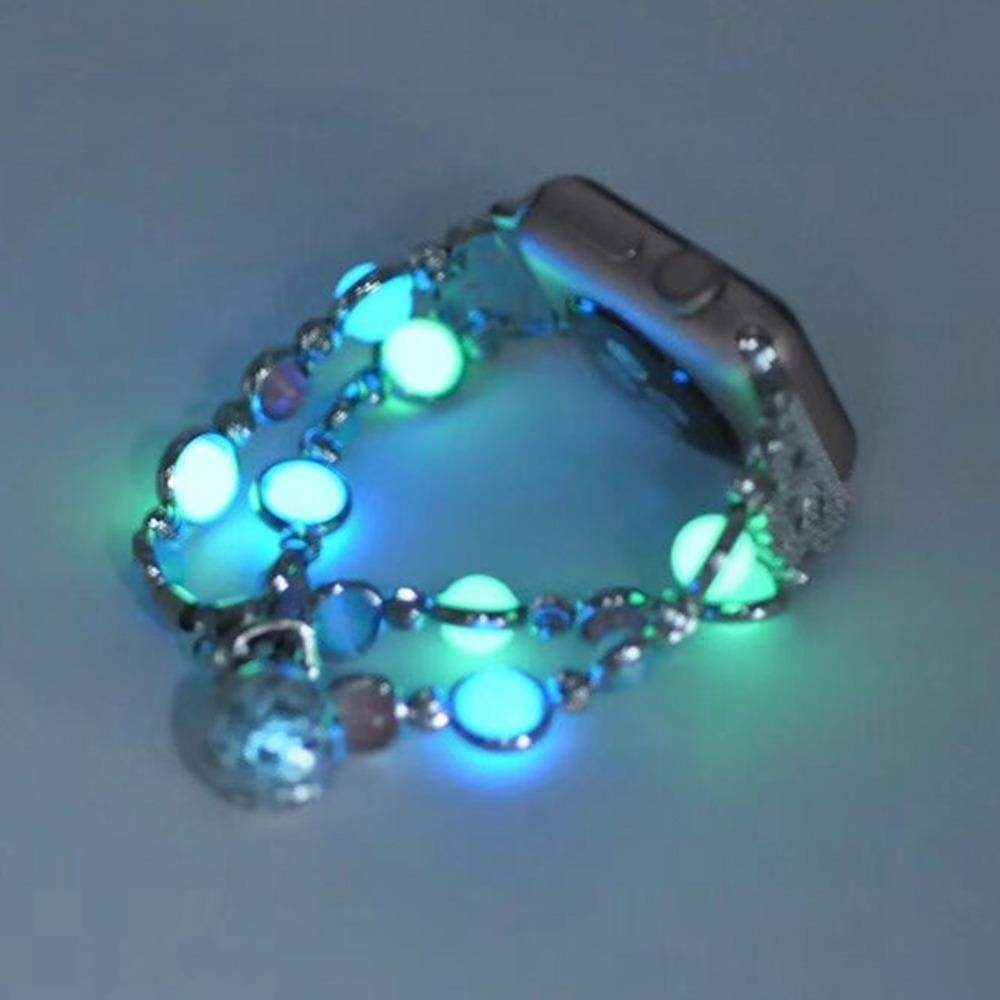 Apple Silver / 38mm / 40mm Apple Watch Series 5 4 3 2 Band, Beaded Luminous Glow in dark 38mm, 40mm, 42mm, 44mm - US Fast shipping