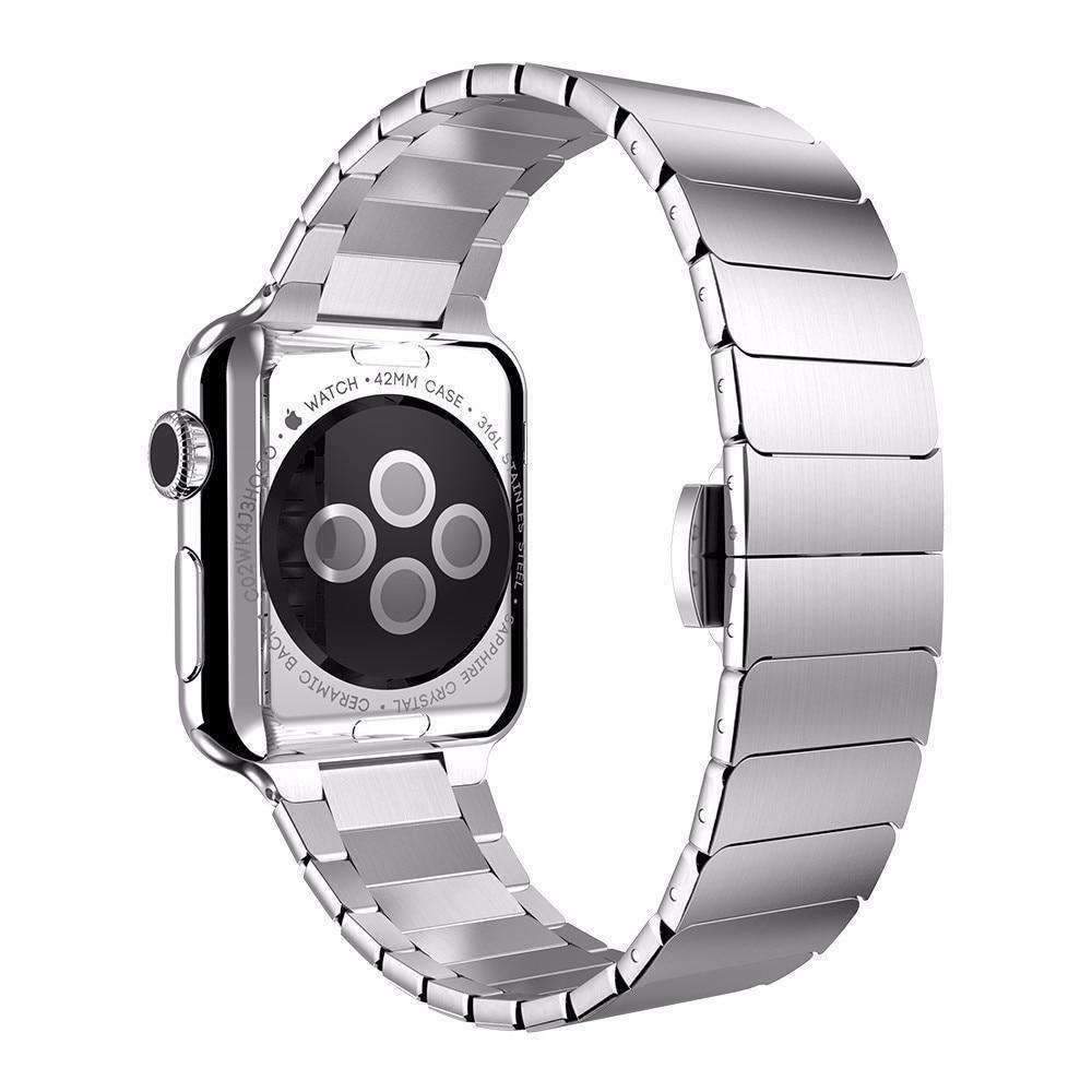 Apple Silver / 38mm / 40mm Apple Watch Series 5 4 3 2 Band, Luxury Stainless Steel Link Bracelet Minimal band with adapters 38mm, 40mm, 42mm, 44mm - US Fast Shipping