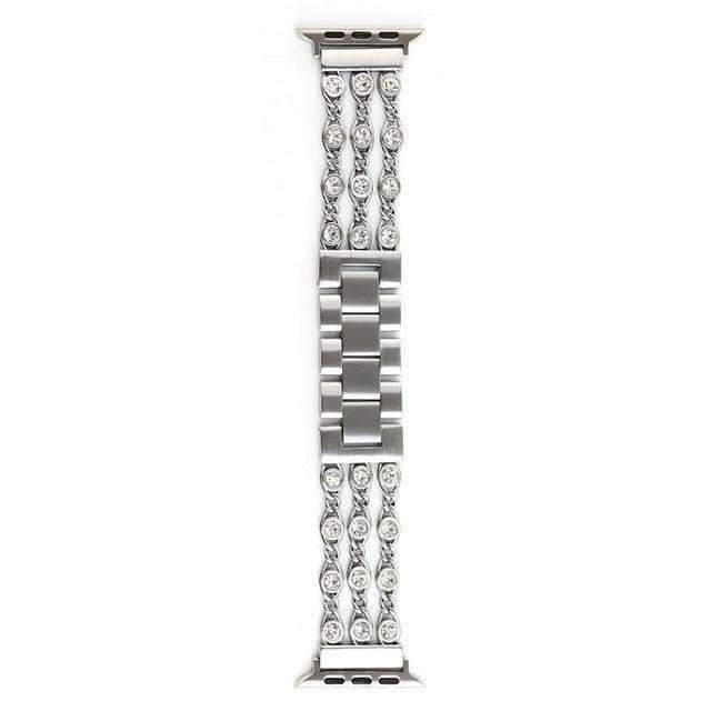 Apple Silver / 38MM Apple Watch band, Bling Crystal Rhinestone Diamond Stainless Steel Link Bracelet Strap, Series 1 2 3 4 iwatch  44mm/ 40mm/ 42mm/ 38mm