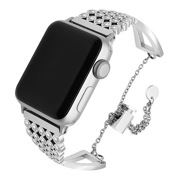 Apple Silver / 38mm Apple Watch Series 5 4 3 2 Band, Diamond Watchband Stainless Steel Band Women Strap Jewelry Bracelet for iWatch 38mm, 40mm, 42mm, 44mm