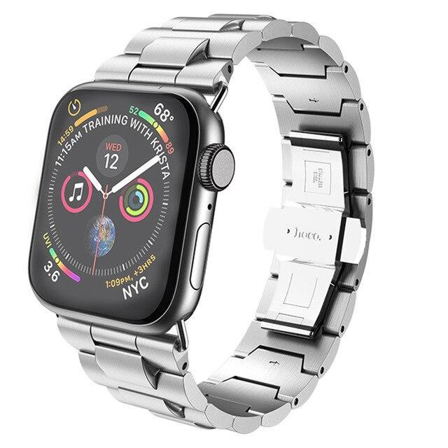 Apple Silver / 38mm Apple Watch Series 5 4 3 2 Band, Metal Band Stainless Steel Butterfly Buckle Strap  38mm, 40mm, 42mm, 44mm