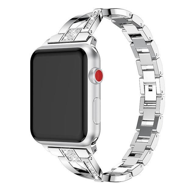 Apple Silver / 38mm or 40mm For Apple Watch band 40mm 44mm 38mm 42mm women Diamond Band for iWatch series 4 3 2 1  bracelet stainless steel strap Wristband