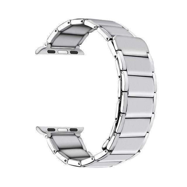 Apple Silver / 42mm / 44mm Apple Watch Series 5 4 3 2 Band, Luxury Apple Watch band, Stainless Steel Magnetic Loop Strap, 38mm, 40mm, 42mm, 44mm
