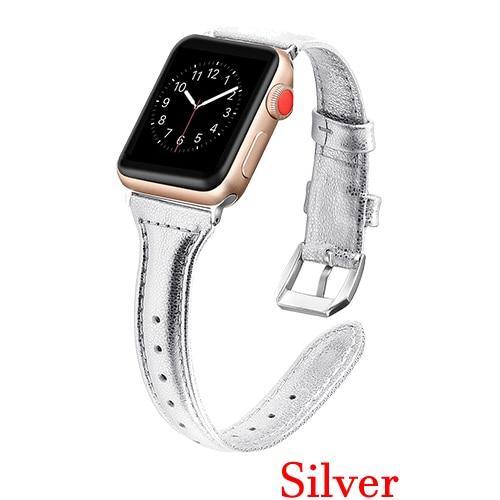 Apple Silver / 42mm 44mm AW Pulseira strap For apple watch band iwatch 4 3 42mm 38mm 44mm 40mm correa for apple watch band leather Bracelet Accessories, USA Fast Shipping