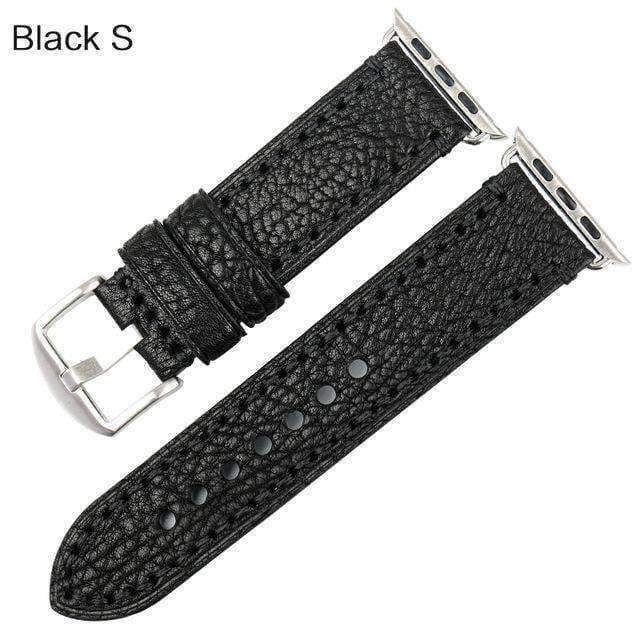 Apple Silver buckle with black leather / For Apple Watch 42mm Apple Watch Band, Genuine Cow Leather Strap With Adapter Fits  44mm/ 40mm/ 42mm/ 38mm Series 1 2 3 4 Black iWatch Bracelet Watchband