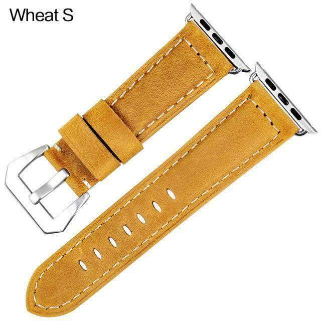 Apple Silver buckle with wheat leather / 42mm / 44mm Apple Watch Series 5 4 3 2 Band, Vintage Apple watch Band Tooled Leather iWatch Bracelet  42mm 38mm 38mm, 40mm, 42mm, 44mm