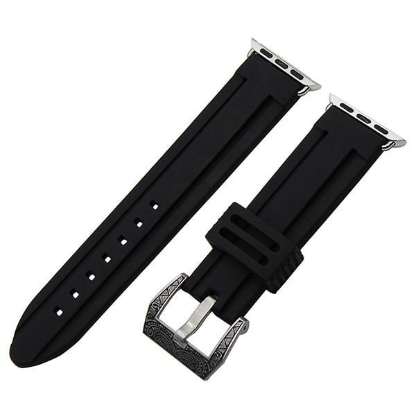 Apple Straight Line Carved / 38mm Apple Watch Series 5 4 3 2 Band, Silicone Rubber Steel Tang Buckle Band Wrist Strap Sports Bracelet Black 38mm, 42mm