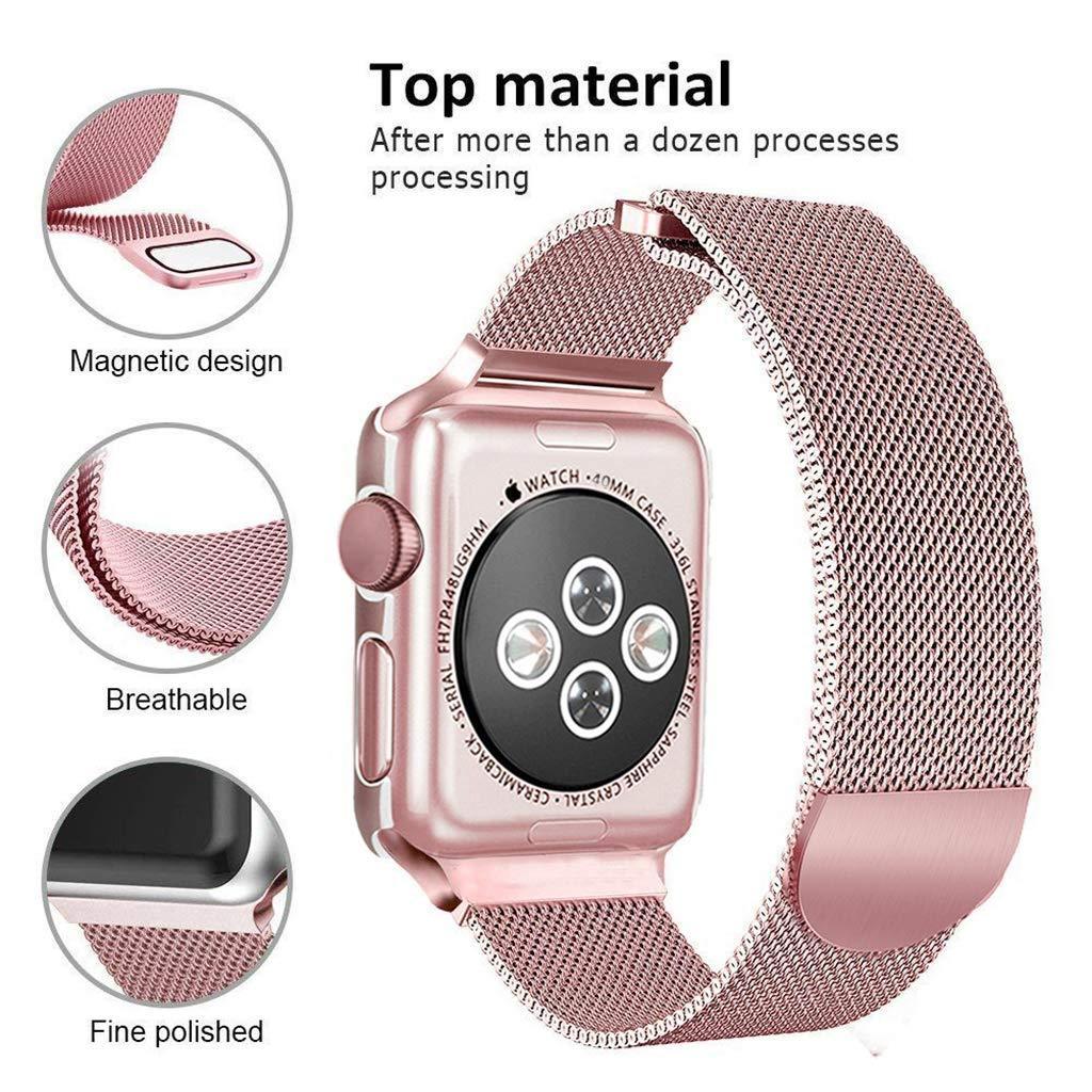 Apple Strap & Diamond Case Apple Watch bundle 38mm 40mm 44mm 42mm Stainless Steel band Milanese Loop Bracelet for iWatch 4 3 2 1