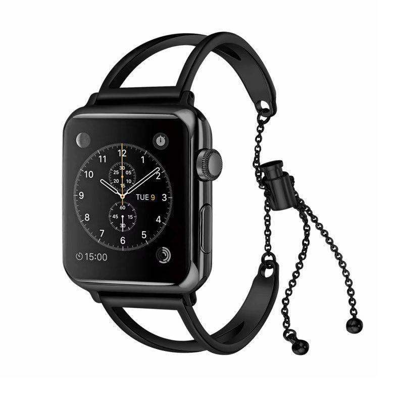 apple watch bands Black / 38mm / 40mm Apple Watch Series 6 5 4 Band, Women Elegant Minimalist Cuff Watchband