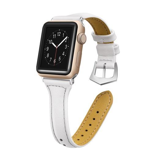 Apple white / 38mm / 40mm Apple Watch Series 5 4 3 2 Band, Cow Leather Pulseira Strap iWatch Correa bracelet Belt Watchband 38mm, 40mm, 42mm, 44mm US Fast Shipping