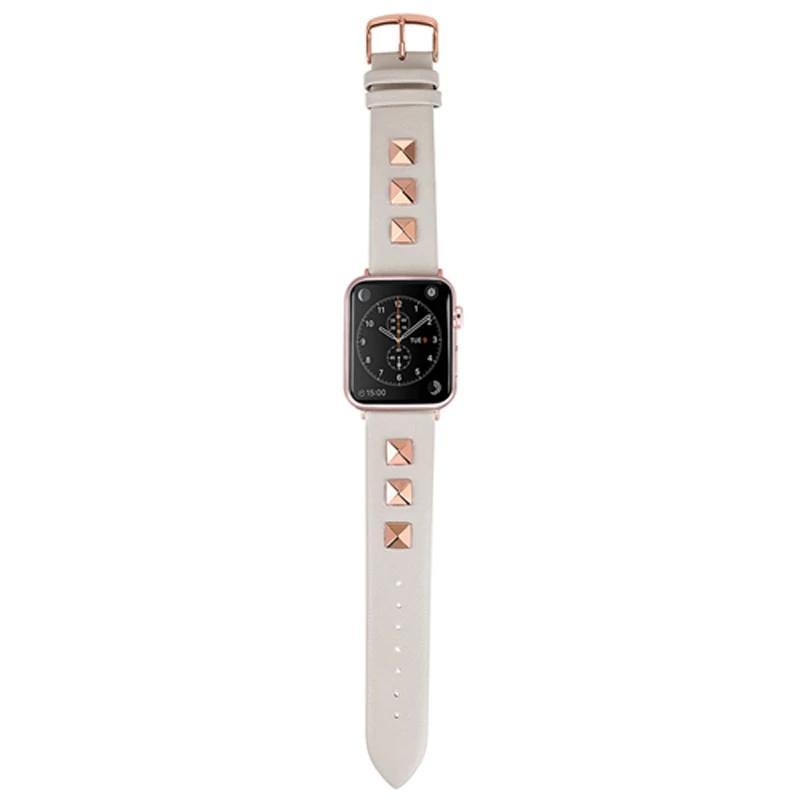 Apple White / 38mm / 40mm Apple Watch Series 5 4 3 2 Band, Punk gold Studded Leather Rivets Design, fits iWatch, 38mm, 40mm, 42mm, 44mm
